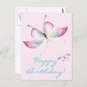 Boho Vlinders | Elegante Roze Verjaardagskaart Briefkaart (Voorkant / Achterkant)