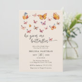 Boho vlinders foto QR code Vrijgezellenfeest Kaart (Staand voorkant)