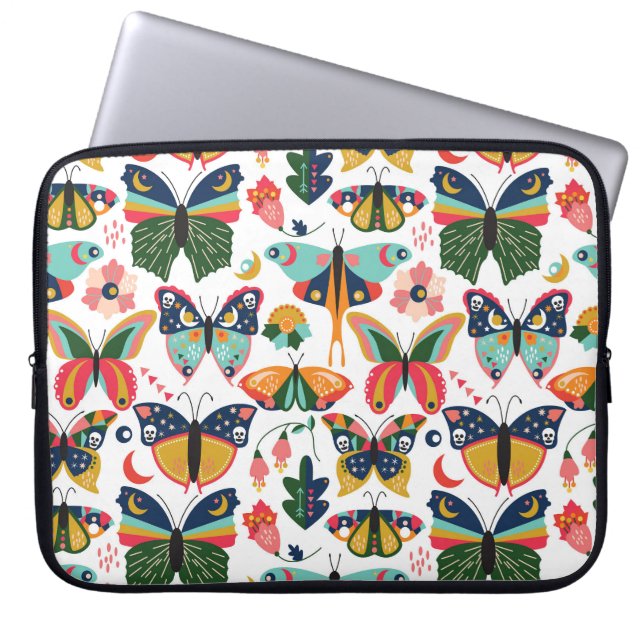 Boho vlinders: naadloos behangpatroon. laptop sleeve (Voorkant)