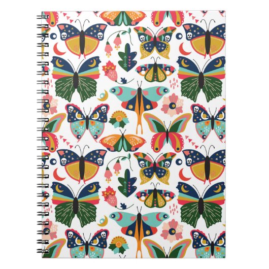 Boho vlinders: naadloos behangpatroon. notitieboek (Voorkant)