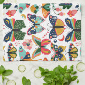 Boho vlinders: naadloos behangpatroon. theedoek (Gevouwen)