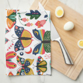 Boho vlinders: naadloos behangpatroon. theedoek (Quarter Fold)