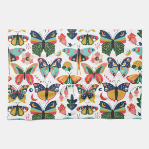Boho vlinders: naadloos behangpatroon. theedoek
