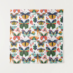 Boho vlinders: naadloos behangpatroon. wandkleed