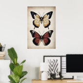 Boho vlinders print, sombere vlinder muur poster (Thuiskantoor)