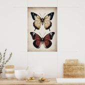 Boho vlinders print, sombere vlinder muur poster (Keuken)