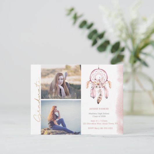 Boho Voeg je foto's Afstuderen Briefkaart (Staand voorkant)