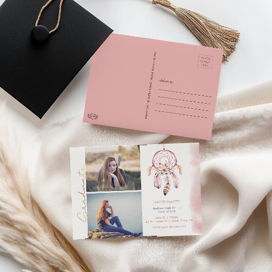 Boho Voeg Jouw Foto's Toe Afstuderen Briefkaart