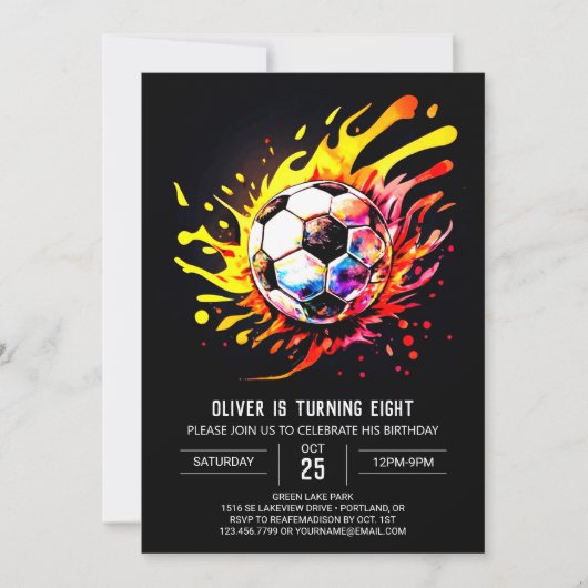 Boho Voetbal Kinderen Printable Verjaardag Kaart (Voorkant)