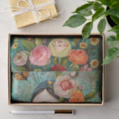 BOHO VOGEL EN BLOEMENMEISJE DECOUPAGE TISSUEPAPIER (Geschenk)