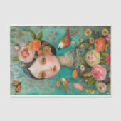 BOHO VOGEL EN BLOEMENMEISJE DECOUPAGE TISSUEPAPIER (Voorkant)