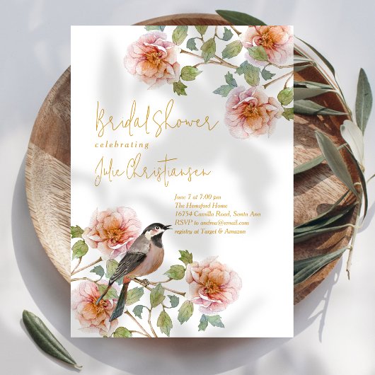 Boho Vogel in bloemen Bruidsmeisjesborrel uitnodig Kaart