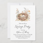 Boho Vogel Nest Feest Baby Borrel Kaart (Voorkant)