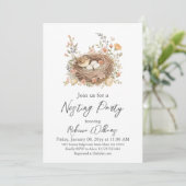 Boho Vogel Nest Feest Baby Borrel Kaart (Staand voorkant)