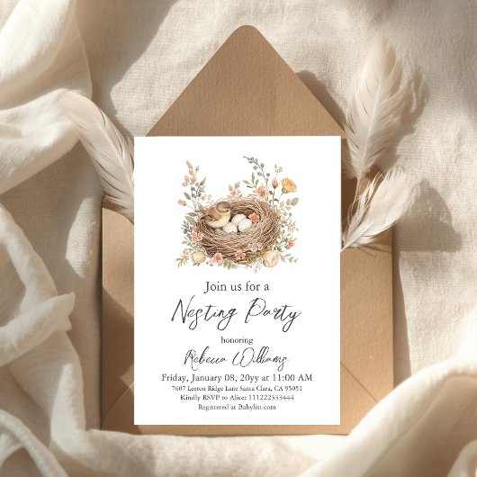 Boho Vogel Nest Feest Baby Borrel Kaart