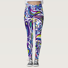 Boho vogel patroon l Elegant Blauw en wit Leggings