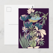 Boho-vogelbloemtuin paars briefkaart (Voorkant / Achterkant)