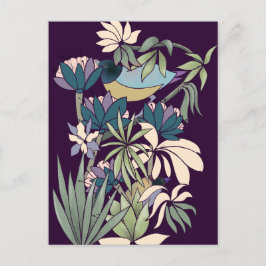 Boho-vogelbloemtuin paars briefkaart