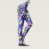 Boho vogelpatroon l Elegant blauw en wit Leggings (Rechts)