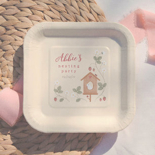 Boho Vogels Bessen Nestelende Feest Meisje Baby Sh Papieren Bordje