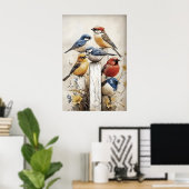 Boho Vogels Op Hek Afdruk, Vogel Rustieke Kinderka Poster (Thuiskantoor)
