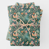 Boho vogels op takken botanisch inpakpapier vel (In situ)