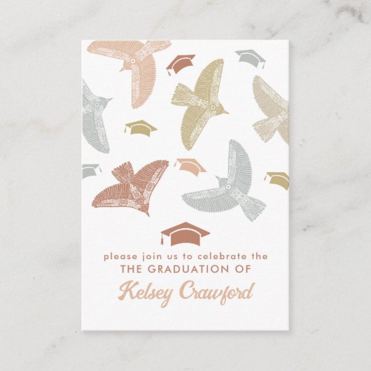 Boho Vogels Schattige Afstudeerfeest Invoegen Informatiekaartje (Voorkant)