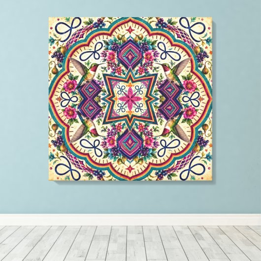 Boho Volkskunst aan de Muur Canvas Afdruk (Insitu (Houten vloer))