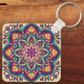 Boho Volkskunst Bloem Sleutelhanger (Achterkant)