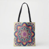 Boho Volkskunst Bloem Tote Bag (Voorkant)