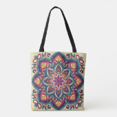 Boho Volkskunst Bloem Tote Bag (Achterkant)