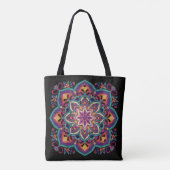 Boho Volkskunst Bloem Tote Bag (Achterkant)