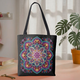 Boho Volkskunst Bloem Tote Bag
