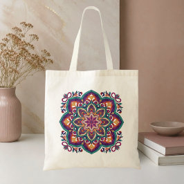 Boho Volkskunst Bloem Tote Bag