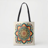 Boho Volkskunst Bloem Tote Bag (Voorkant)