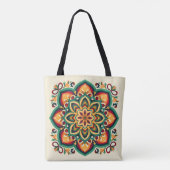 Boho Volkskunst Bloem Tote Bag (Achterkant)
