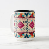 Boho Volkskunst Tweekleurige Koffiemok (Voorkant links)
