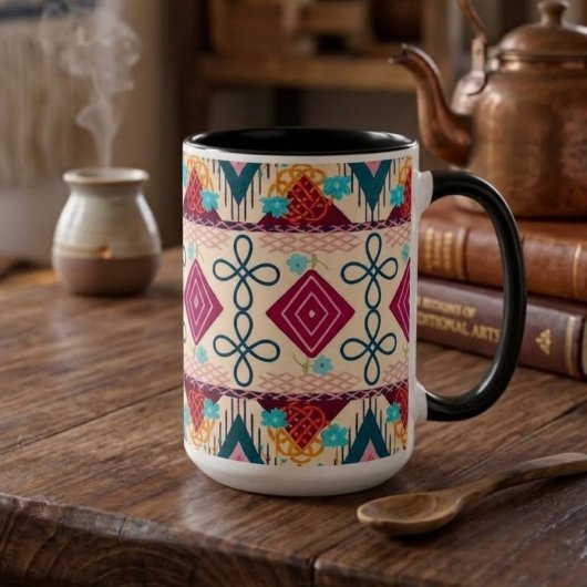 Boho Volkskunst Tweekleurige Koffiemok