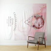 BOHO Volle Maan Stof Roze Aquarel Hemels Wandkleed (In Situ (horizontaal))