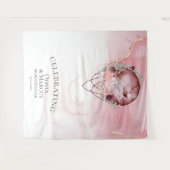 BOHO Volle Maan Stof Roze Waterverf Hemels Wandkleed (Voorkant (horizontaal))