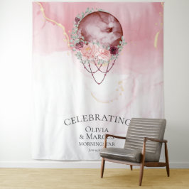 BOHO Volle Maan Stof Roze Waterverf Hemels Wandkleed