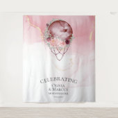 BOHO Volle Maan Stof Roze Waterverf Hemels Wandkleed (Voorkant)