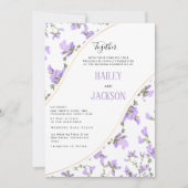 Boho voorjaar lila gouden wilde bloem bloemenbruil kaart (Voorkant)