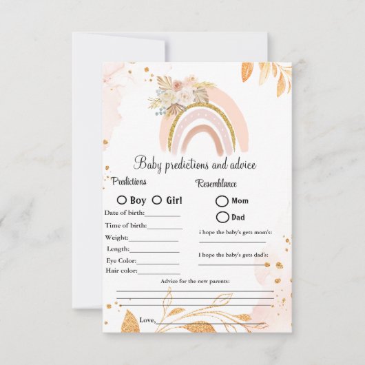 Boho voorspellingen & advies baby shower spel Kaar Kaart (Voorkant)