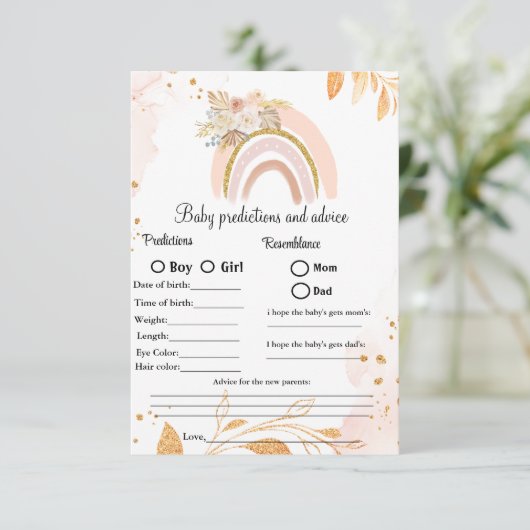 Boho voorspellingen & advies baby shower spel Kaar Kaart (Staand voorkant)
