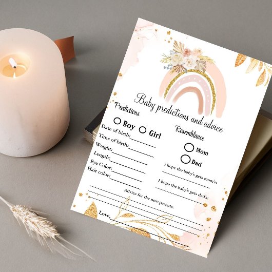 Boho voorspellingen & advies baby shower spel Kaar Kaart