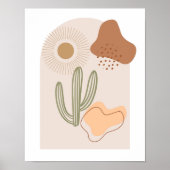 Boho Vormen Abstract Beige Terracotta Zon Cactus Poster (Voorkant)