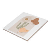 Boho Vormen Abstract Beige Terracotta Zon Cactus Tegeltje (Zijkant)