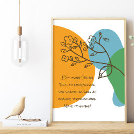 Boho vormt Eenvoudige Lineart Flower Calm Quote Poster