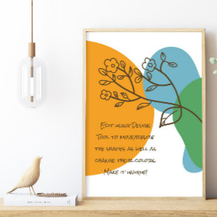 Boho vormt Eenvoudige Lineart Flower Calm Quote Poster